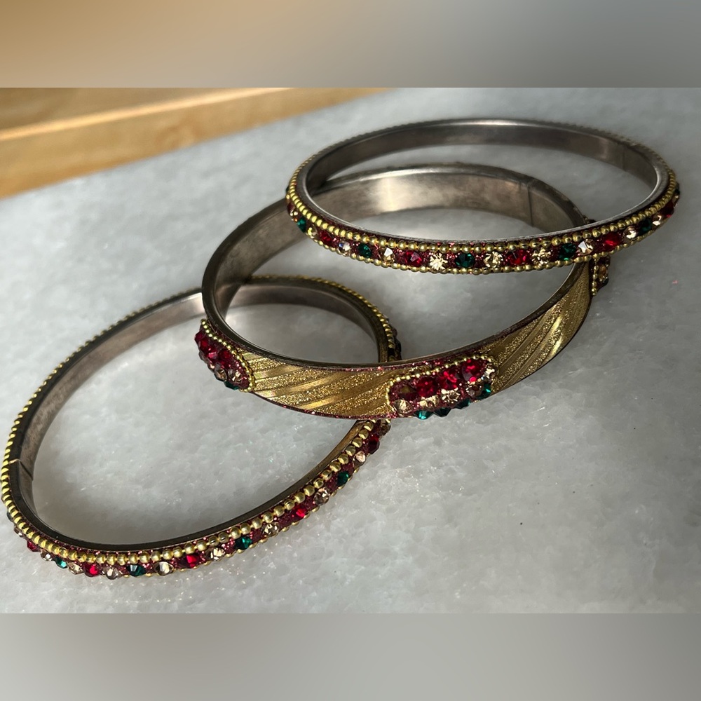 Elegant Gold and Red Bangles